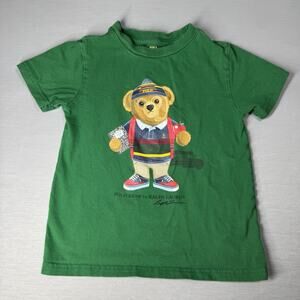 Ralph Lauren Polo Bear T-shirt School Bus First Day Backpack Kids Size 5